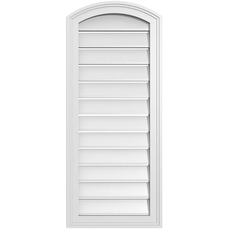 Ekena Millwork Arch Top Surface Mount PVC Gable Vent: Non-Functional, w/2"W x 1-1/2"P Brickmould Frame, 16"W x 36"H GVPAR16X3602SN